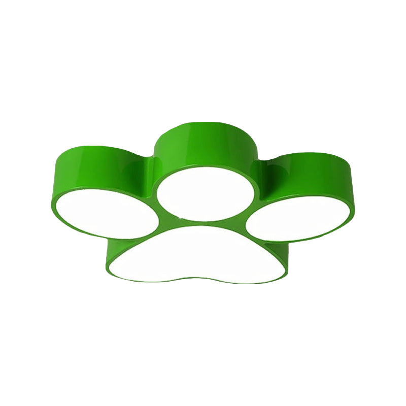 Creative Dog Paw Flush Mount Metal Kids Bedroom LED Ceiling Lighting in Red/Yellow/Blue, 18"/23.5" Width Clearhalo 'Ceiling Lights' 'Close To Ceiling Lights' 'Close to ceiling' 'Flush mount' Lighting' 1906903