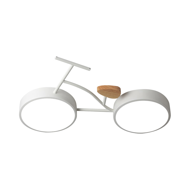 Bicycle Acrylic Ceiling Lamp Cartoon Grey/White/Green LED Semi Flush Mount Lighting in Warm/White Light for Kids Bedroom Clearhalo 'Ceiling Lights' 'Close To Ceiling Lights' 'Close to ceiling' 'Semi-flushmount' Lighting' 1909866