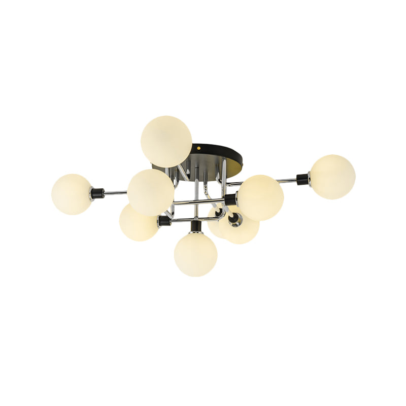 Glass Globe Shade Ceiling Light Contemporary Style Semi Flush Mount Light for Villa Dining Room Clearhalo 'Ceiling Lights' 'Close To Ceiling Lights' 'Close to ceiling' 'Glass shade' 'Glass' 'Semi-flushmount' Lighting' 1913509
