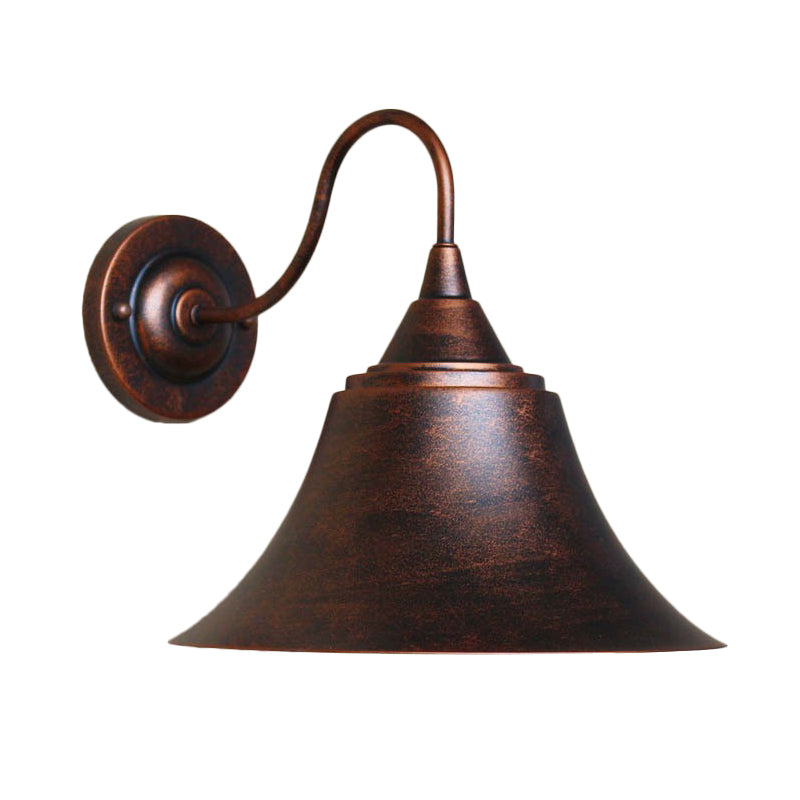 Iron Carillon Wall Lighting Ideas Rural 1-Light Bistro Gooseneck Wall Mounted Light in Black/Antique Black/Rust Clearhalo 'Art deco wall lights' 'Cast Iron' 'Glass' 'Industrial wall lights' 'Industrial' 'Middle century wall lights' 'Modern' 'Rustic wall lights' 'Tiffany' 'Traditional wall lights' 'Wall Lamps & Sconces' 'Wall Lights' Lighting' 1916983