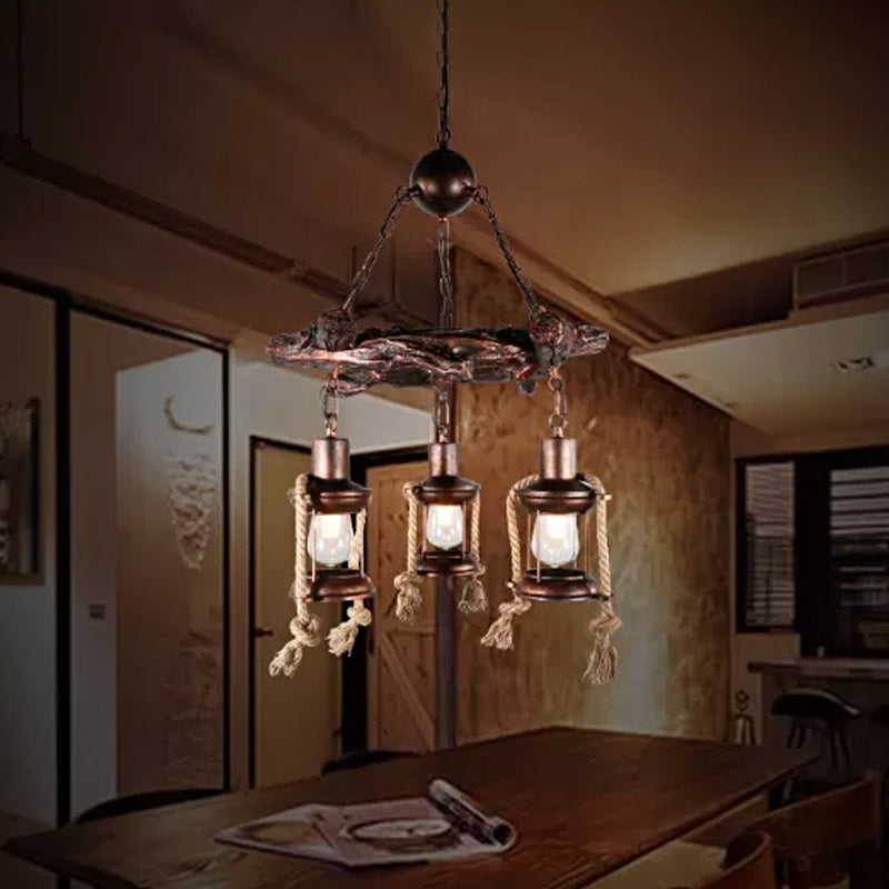 Nautical Circle/Wheel Hanging Light Kit 3/7 Heads Metallic