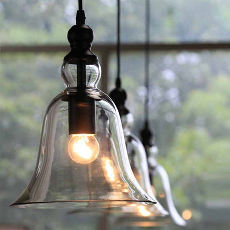 Black Single Ceiling Pendant Lamp Rustic Bell Clear Glass Suspended Lighting Fixture Clear Clearhalo 'Ceiling Lights' 'Glass shade' 'Glass' 'Industrial Pendants' 'Industrial' 'Middle Century Pendants' 'Pendant Lights' 'Pendants' 'Tiffany' Lighting' 1917433