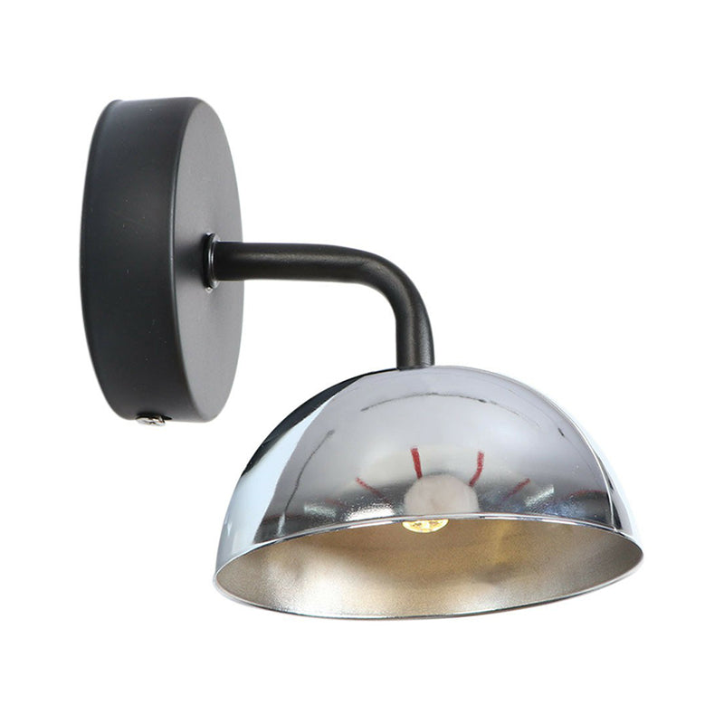 1-Light Dome Shade Wall Light Fixture Loft Brass/Copper/Black Iron Wall Mounted Lamp with Arm for Dining Room Clearhalo 'Art deco wall lights' 'Cast Iron' 'Glass' 'Industrial wall lights' 'Industrial' 'Middle century wall lights' 'Modern' 'Rustic wall lights' 'Tiffany' 'Traditional wall lights' 'Wall Lamps & Sconces' 'Wall Lights' Lighting' 1917911