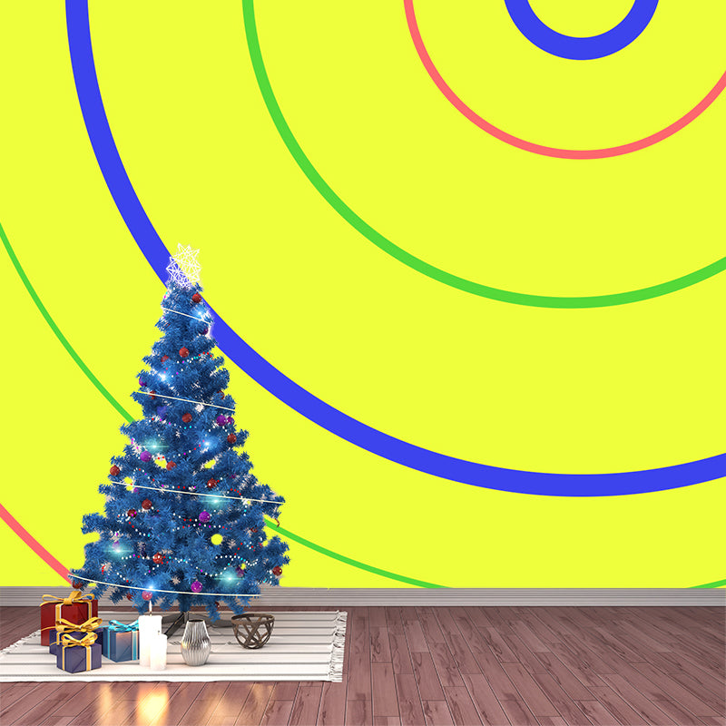 Bright Color Geometric Shapes Mural Stain-Proof Modern Living Room Wall Art, Made to Measure Yellow Clearhalo 'Wall Decor' 'Wall Mural' 1920352