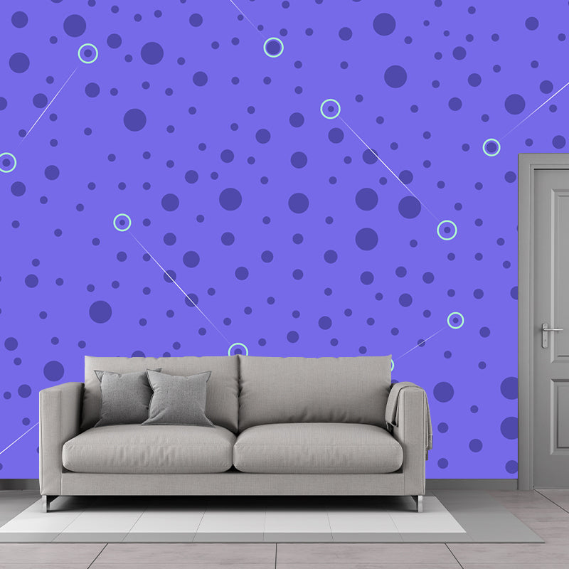 Contemporary Geometric Patterned Mural Non-Woven Waterproof Pastel Wall Art for Bedroom Purple Clearhalo 'Wall Decor' 'Wall Mural' 1920427