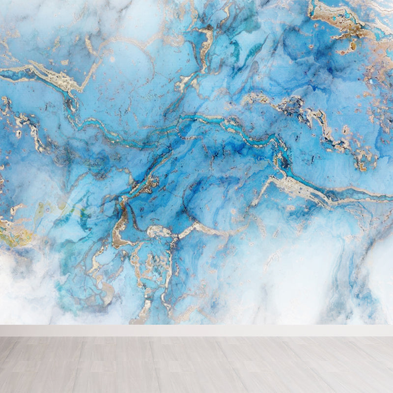 Stain Resistant Abstract Pattern Mural Non-Woven Modern Wall Decor for Girls Room Blue Clearhalo 'Wall Decor' 'Wall Mural' 1921151