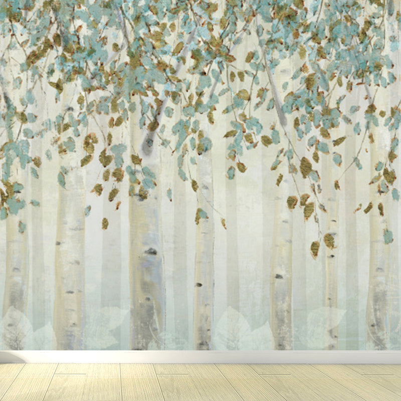 Light Color Botanical Mural Decal Moisture Resistant Contemporary Bathroom Wall Covering Grey Clearhalo 'Wall Decor' 'Wall Mural' 1921521