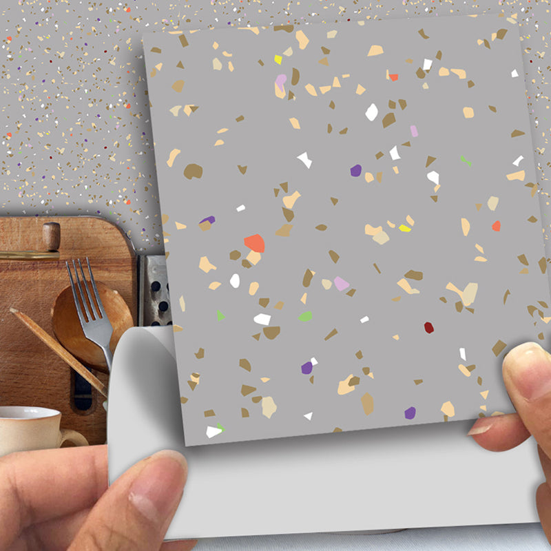 Peel off Terrazzo Wallpaper Panel Set Industrial PVC Wall Covering, 12.2-sq ft (50 Pcs) Clearhalo 'Industrial wall decor' 'Industrial' 'Wallpaper' Wall Decor' 1921826