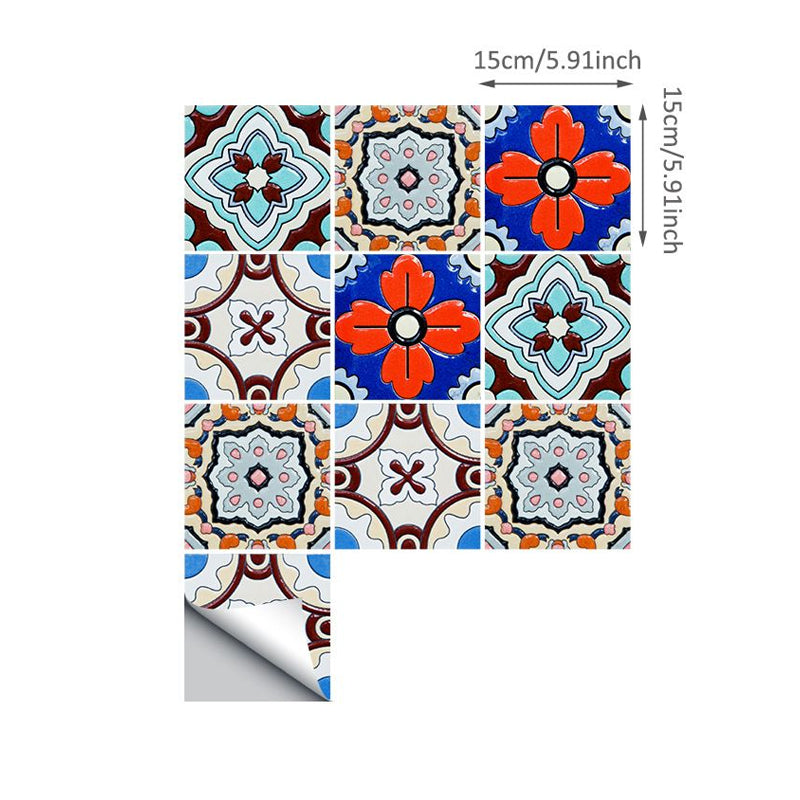 Bohemia Quatrefoil Wallpaper Panel 50 Pcs Blue Flower-Like Wall Decor, Peel and Stick Clearhalo 'Wall Decor' 'Wallpaper' 1921911