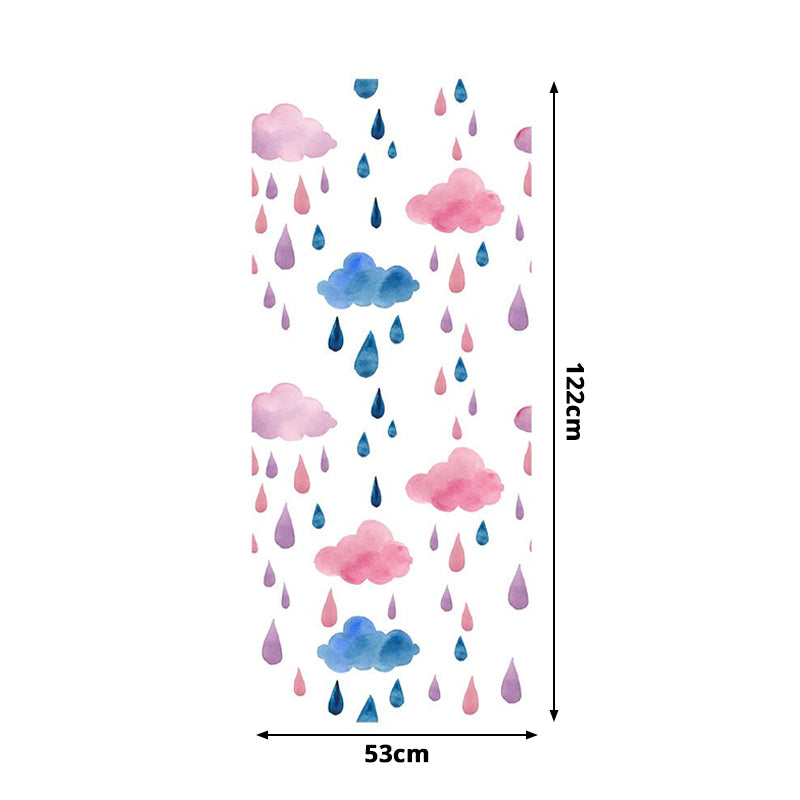 Cloud and Raindrop Peel Wallpaper Panels Childrens Art Nursery Wall Decor, 4' L x 20.5" W Clearhalo 'Wall Decor' 'Wallpaper' 1922065
