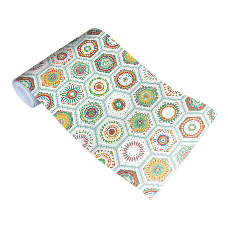 Green Boho Self Sticking Wallpaper 9.7-sq ft Mandala Pattern Wall Decor for Kitchen Clearhalo 'Wall Decor' 'Wallpaper' 1922485