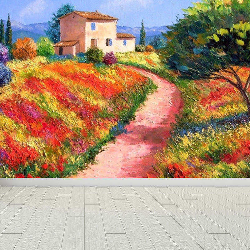 Classic Natural Landscape Mural Decal Light Color Decorative Wall Decor for Kitchen Red Clearhalo 'Wall Decor' 'Wall Mural' 1922746