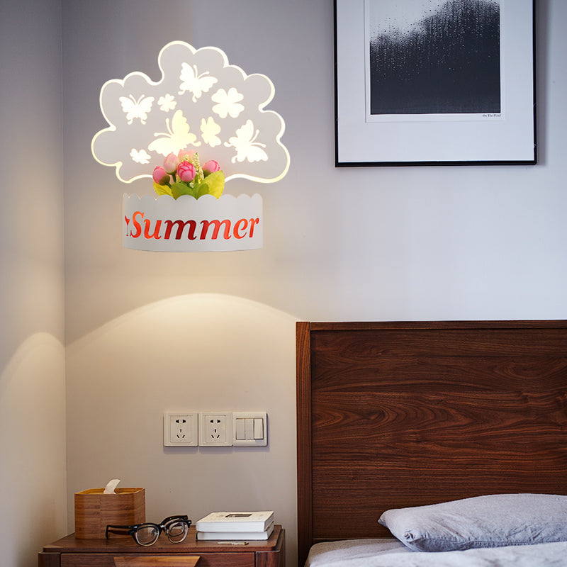 Cartoon Pattern Living Room Sconce Light Acrylic Decorative LED Wall Lamp in White White B Clearhalo 'Wall Lamps & Sconces' 'Wall Lights' Lighting' 192544