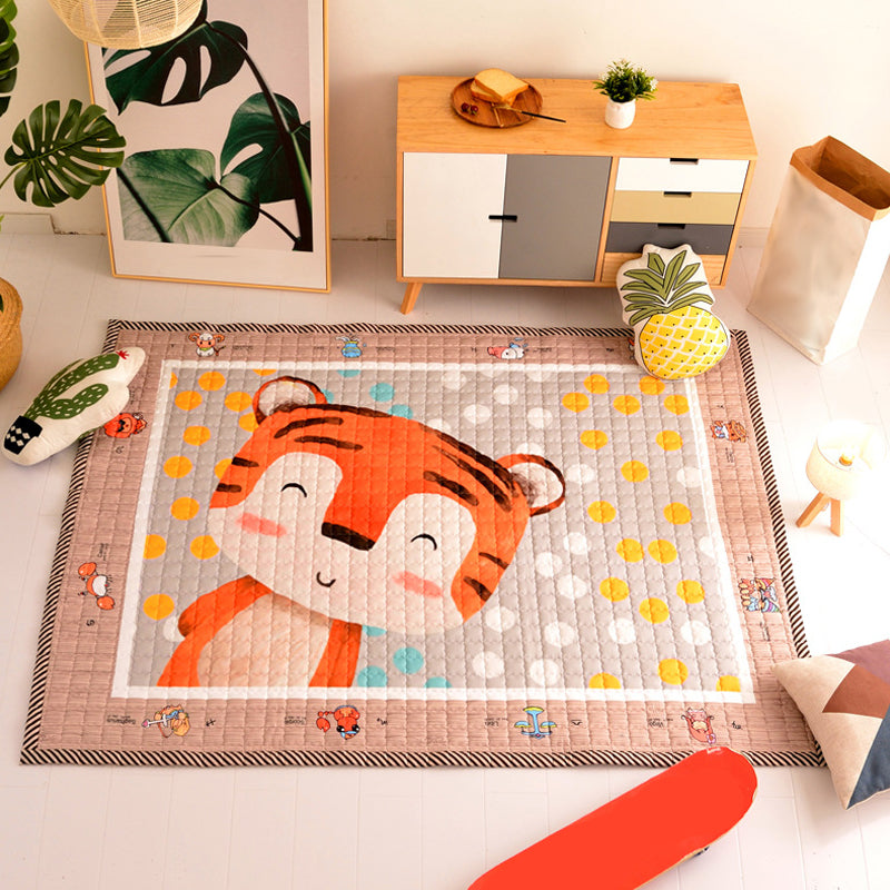 Lovely Cartoon Rug Bright Color Animal Indoor Rug Washable Anti-Slip Area Carpet for Nursery Orange 4'11" x 6'7" Clearhalo 'Area Rug' 'Rug' 1927756