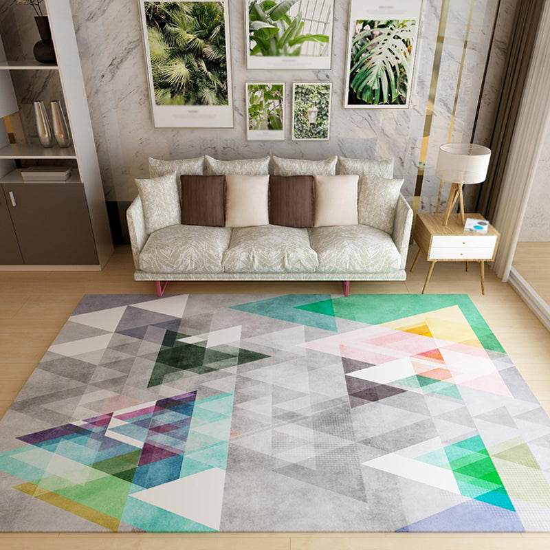 Creative Overlapping Geometric Rug Multicolored Contemporary Rug Polypropylene Non-Slip Backing Carpet for Home Grey Clearhalo 'Area Rug' 'Rug' 1928053
