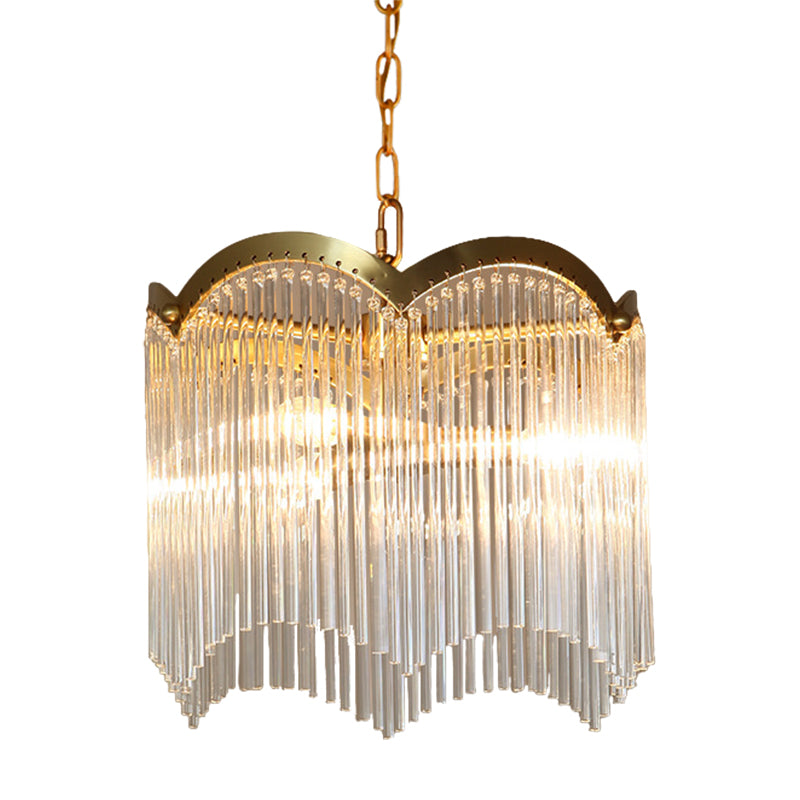 3/6 Heads Kitchen Hanging Chandelier Modern Gold Ceiling Lamp with Circular Crystal Rod Shade Clearhalo 'Ceiling Lights' 'Chandeliers' 'Modern Chandeliers' 'Modern' Lighting' 1933543