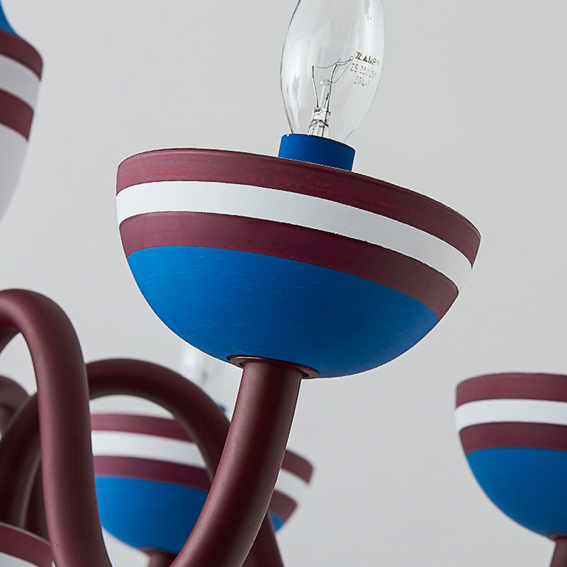 American Stylish Candle Pendant Light Metallic Chandelier in Blue&Red for Boys Bedroom Clearhalo 'Ceiling Lights' 'Chandeliers' Lighting' options 193418