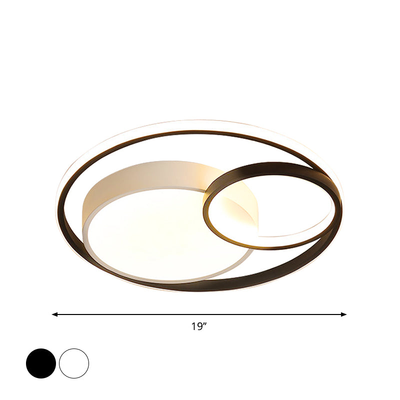 16"/19"/23.5" Dia Minimal LED Flush Light Black/White Circular Flush Mount Ceiling Lighting with Acrylic Shade Clearhalo 'Ceiling Lights' 'Close To Ceiling Lights' 'Close to ceiling' 'Flush mount' Lighting' 1935716