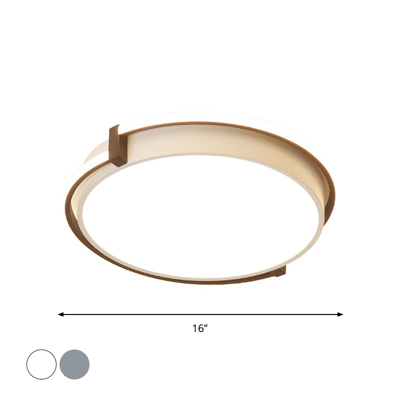 12"/16"/19.5" W Dorm Room LED Flushmount Minimalist Grey/White Flush Mount Ceiling Light with Round Acrylic Shade Clearhalo 'Ceiling Lights' 'Close To Ceiling Lights' 'Close to ceiling' 'Flush mount' Lighting' 1936068