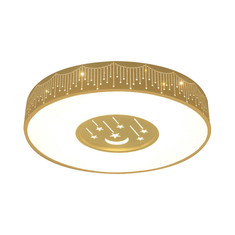 Hollowed out Meteor Ceiling Light Modern Romantic Acrylic Pink/White/Blue LED Round Flush Mounted Lamp, 16"/19.5" W Clearhalo 'Ceiling Lights' 'Close To Ceiling Lights' 'Close to ceiling' 'Flush mount' Lighting' 1936309