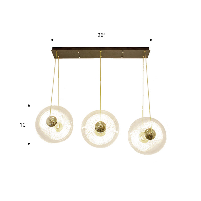 Gold Globe Ceiling Pendant Light Modern 1/3-Head Clear Glass Suspension Lighting with Mesh Tube Inside Clearhalo 'Ceiling Lights' 'Close To Ceiling Lights' 'Glass shade' 'Glass' 'Modern Pendants' 'Modern' 'Pendant Lights' 'Pendants' Lighting' 1937625