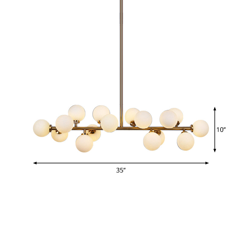 Bubbled Island Light Fixture Postmodern Opal Frosted Glass 16 Bulbs Gold Pendant Ceiling Light Clearhalo 'Ceiling Lights' 'Glass shade' 'Glass' 'Island Lights' Lighting' 1937670