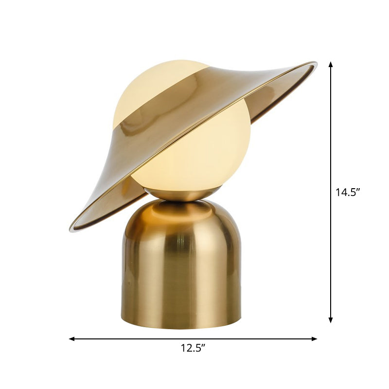 Postmodern Single-Bulb Night Lamp Gold Cylinder/Ball/Tapered Plug-in Table Light with Frosted White/Clear Glass Shade Clearhalo 'Lamps' 'Table Lamps' Lighting' 1938316