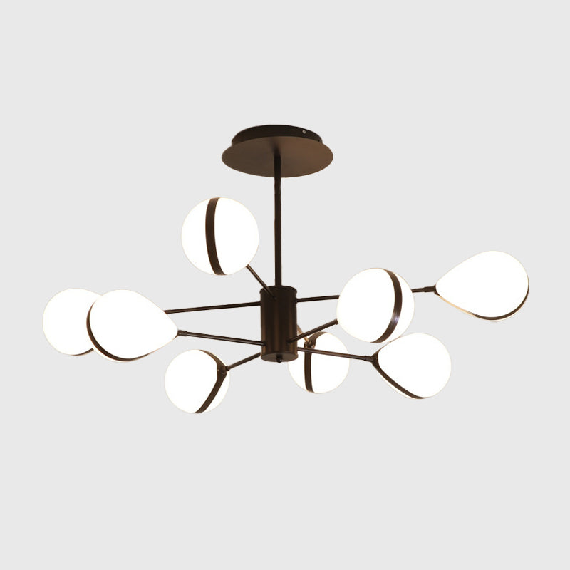 Black Droplet Shade Ceiling Hang Light Modern 6/8/10 Heads Cream Glass Chandelier in Warm/White Light Clearhalo 'Ceiling Lights' 'Chandeliers' 'Modern Chandeliers' 'Modern' Lighting' 1938467