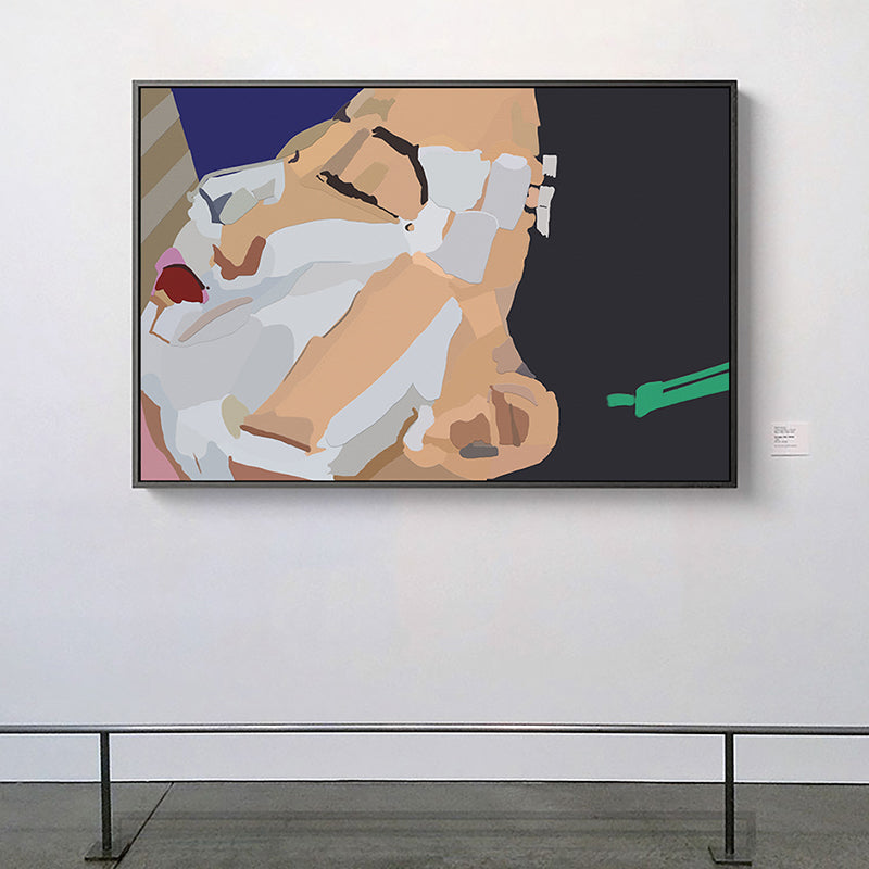 Illustration Red Lip Canvas Print Textured Funky Boys Room Wall Art Decor in White White Clearhalo 'Arts' 'Canvas Art' 1948141