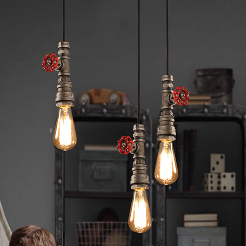 Single-Bulb Pipe Pendulum Light Loft Style Black/Silver/Bronze Metallic Hanging Pendant Light with Water Valve Deco Clearhalo 'Art Deco Pendants' 'Black' 'Cast Iron' 'Ceiling Lights' 'Ceramic' 'Crystal' 'Industrial Pendants' 'Industrial' 'Metal' 'Middle Century Pendants' 'Pendant Lights' 'Pendants' 'Rustic Pendants' 'Tiffany' Lighting' 1948764