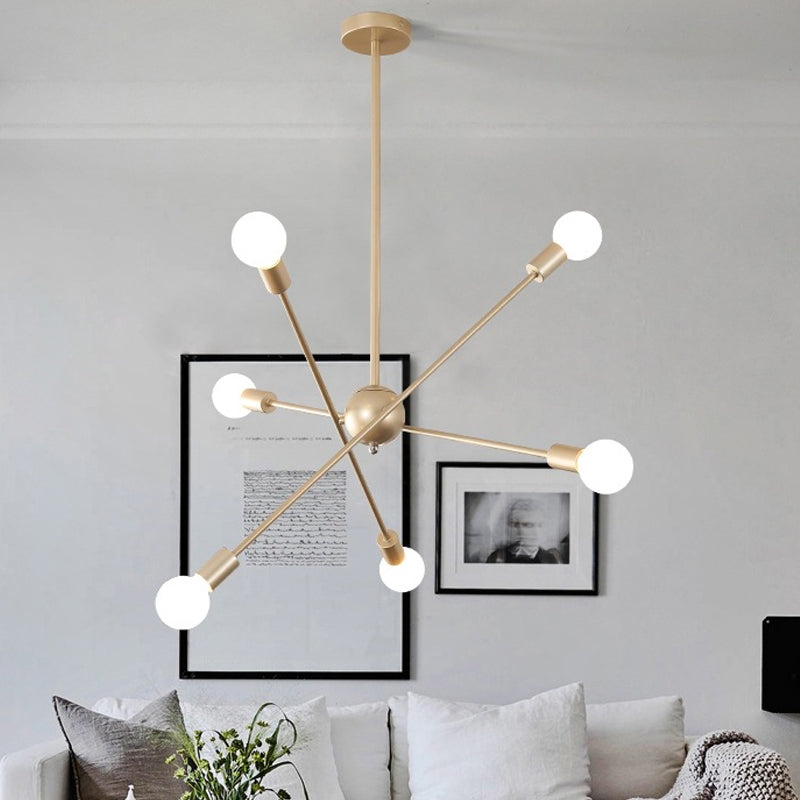 Gold Sputnik Ceiling Suspension Lamp Postmodernism 6/8 Bulbs Metal Chandelier Light Clearhalo 'Ceiling Lights' 'Chandeliers' 'Modern Chandeliers' 'Modern' Lighting' 1949740