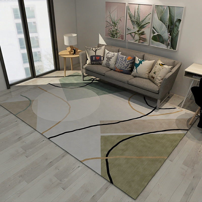 Colorful Novelty Rug Polyester Colorblock Lines Pattern Rug Washable Carpet for Bedroom Green Clearhalo 'Area Rug' 'Rug' 1955547