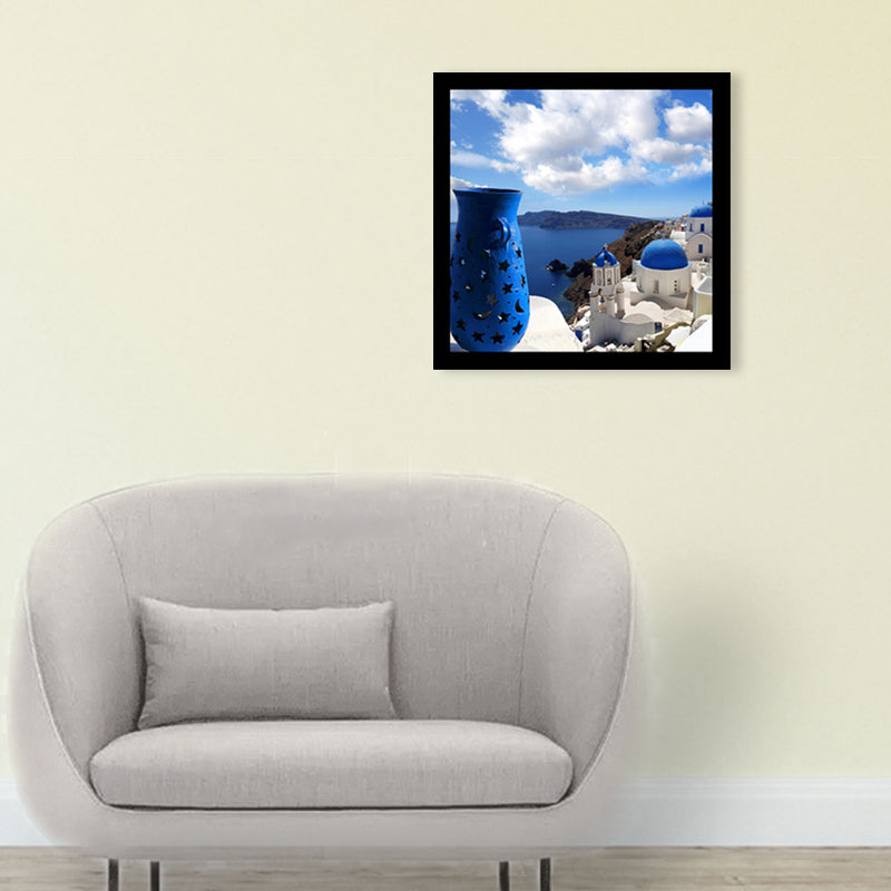 Soft Color Famous Building Wall Decor Landmark Global Inspired Textured Canvas for Parlor Blue Clearhalo 'Arts' 'Canvas Art' 1956862