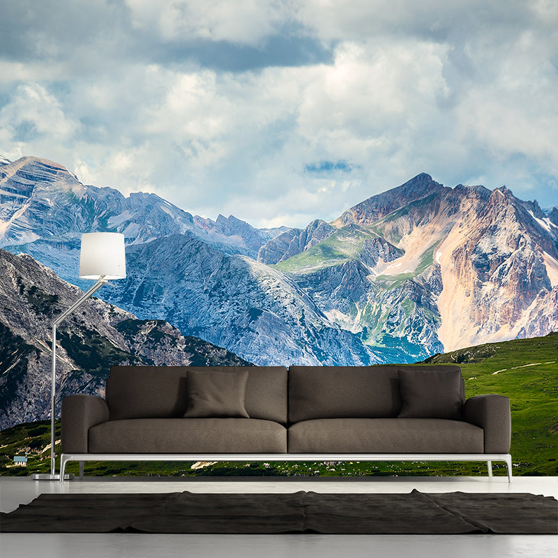 Nature Scenery Mountain Mural Decal Modern Smooth Wall Covering for House Interior Light Blue Clearhalo 'Wall Decor' 'Wall Mural' 1956991