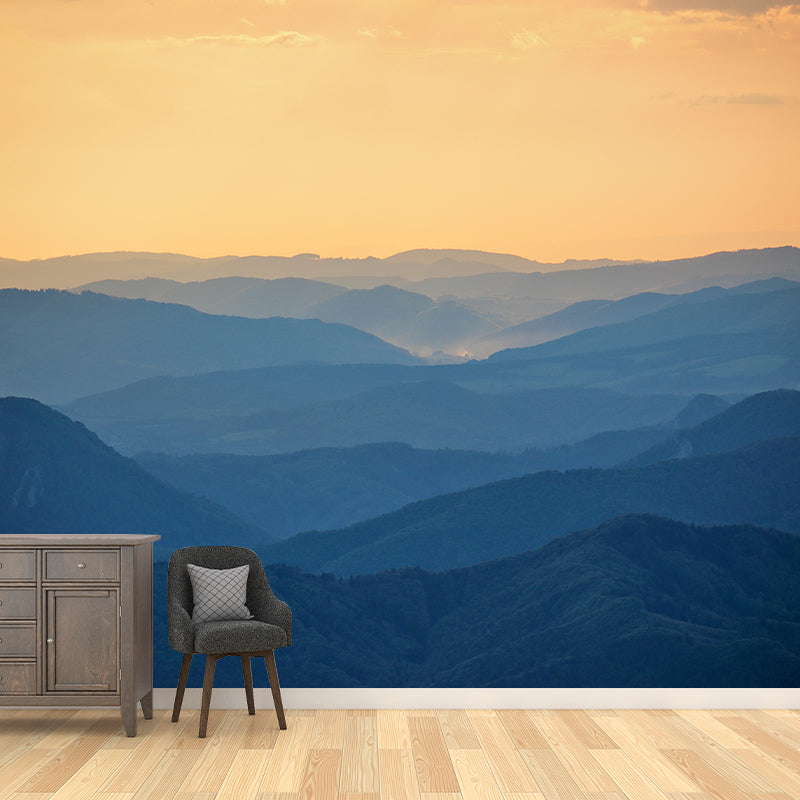 Photo Mountain View Wall Mural Decal Huge Wall Art for Sitting Room, Made to Measure Dark Blue Clearhalo 'Wall Decor' 'Wall Mural' 1957051