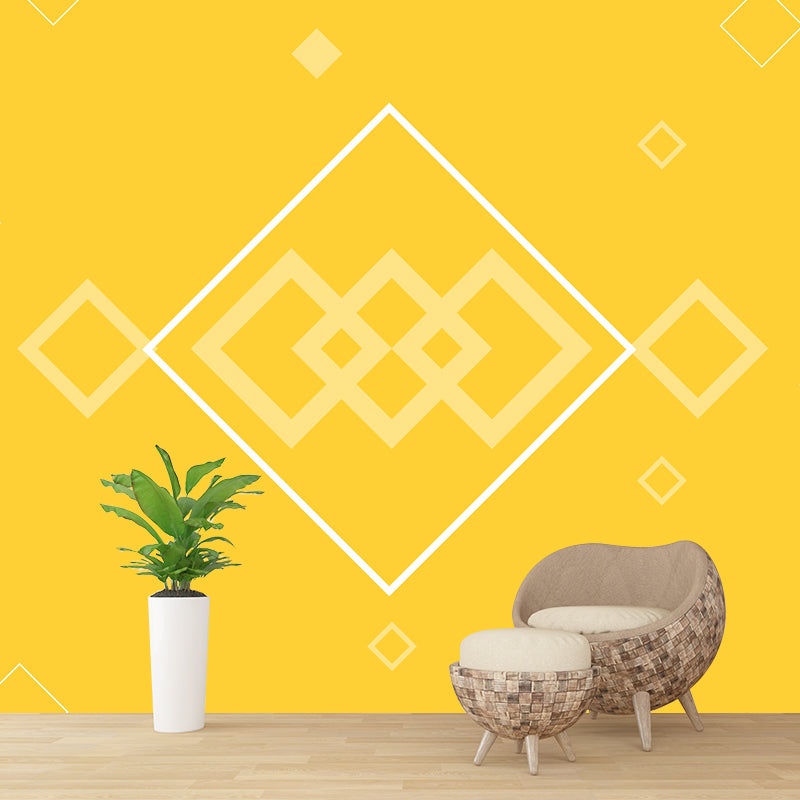 Novel Geometric Pattern Wall Mural Modern Non-Woven Textured Wall Decor in Soft Color Yellow Clearhalo 'Wall Decor' 'Wall Mural' 1957336