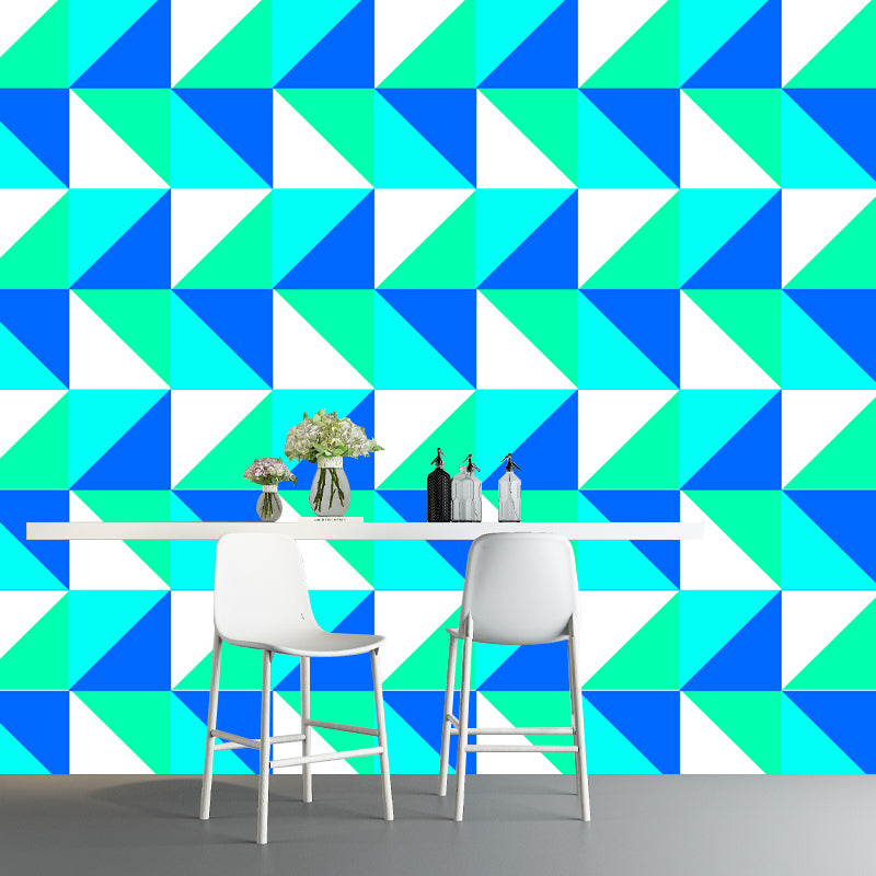 Fashionable Print Mural Decal Geometry Non-Woven Textured Wall Covering in Soft Color Blue Clearhalo 'Wall Decor' 'Wall Mural' 1957411