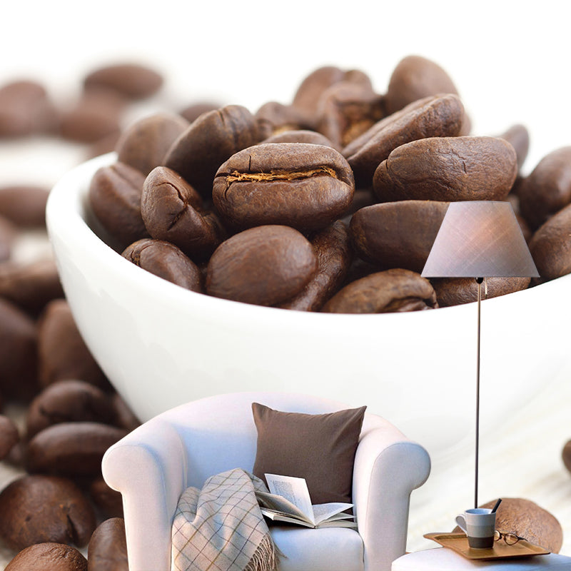 Modern Coffee Bean Pattern Mural Pastel Color Study Room Wall Decor, Personalized Light Coffee Clearhalo 'Wall Decor' 'Wall Mural' 1957822