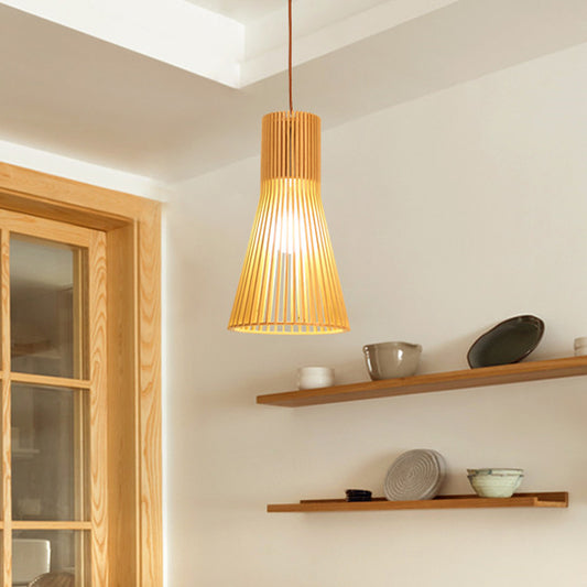 Flared/Hemisphere/Onion Pendant Lamp Asian Bamboo 1 Light Beige Small/Large Hanging Light Fixture for Dining Room Beige E Clearhalo 'Ceiling Lights' 'Modern Pendants' 'Modern' 'Pendant Lights' 'Pendants' Lighting' 1960327