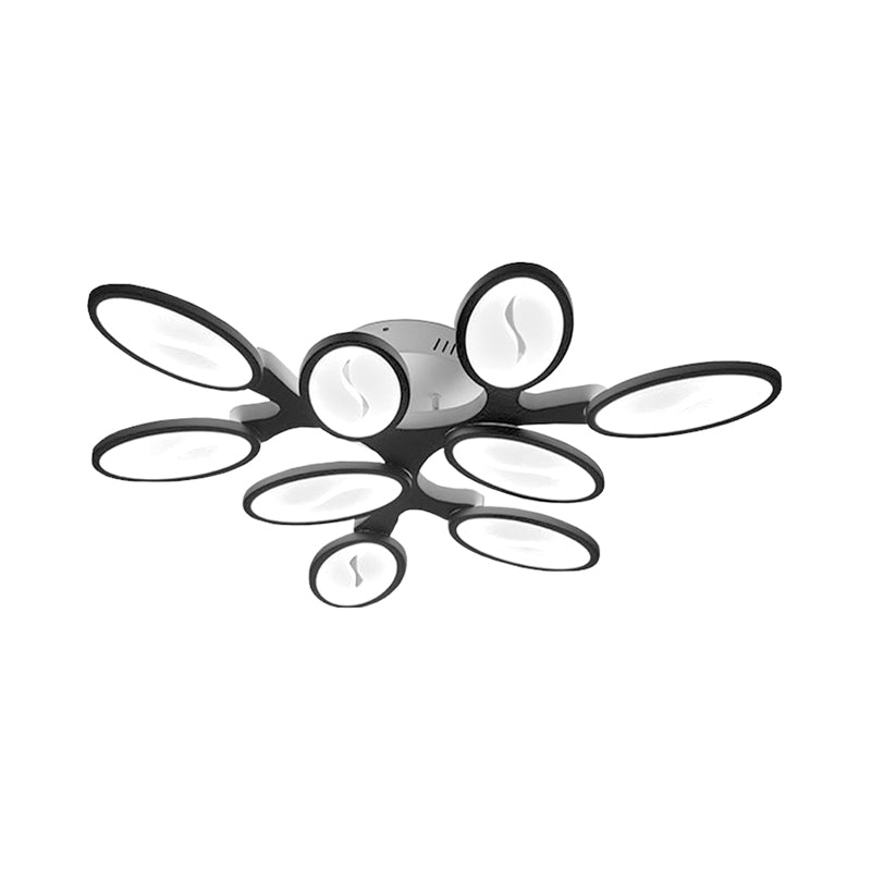 Acrylic Oval-Leaf Branch Semi Flush Light Contemporary 6/9/12 Lights White LED Close to Ceiling Lamp in Warm/White Light Clearhalo 'Ceiling Lights' 'Close To Ceiling Lights' 'Close to ceiling' 'Semi-flushmount' Lighting' 1960653