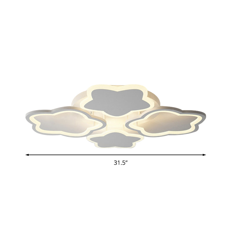 White 4-Blossom Flushmount Light Fixture Kids Acrylic LED Ceiling Lamp for Baby Girls Bedroom Clearhalo 'Ceiling Lights' 'Close To Ceiling Lights' 'Close to ceiling' 'Flush mount' Lighting' 196614