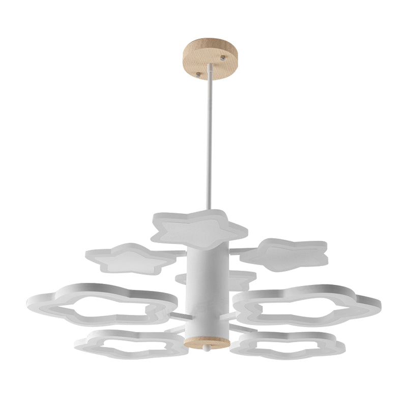 Acrylic Star Chandelier Child Bedroom 8 Heads Cartoon Suspension Light in White Clearhalo 'Ceiling Lights' 'Chandeliers' Lighting' options 196639