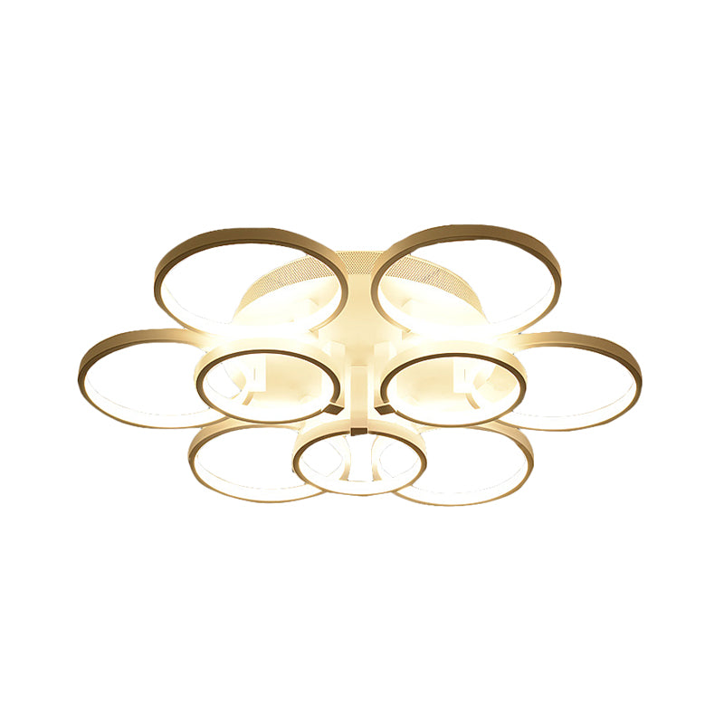 Flower-Like Circle Flush Light Modern Acrylic 9/12 Lights Living Room LED Semi Flush Ceiling Light in White Clearhalo 'Ceiling Lights' 'Close To Ceiling Lights' 'Close to ceiling' 'Semi-flushmount' Lighting' 1968811