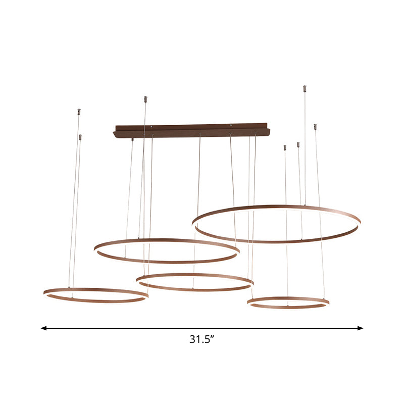 3/4/5-Tier Circular Restaurant Chandelier Acrylic Minimalist LED Ceiling Pendant Light in Brown Clearhalo 'Ceiling Lights' 'Chandeliers' 'Modern Chandeliers' 'Modern' Lighting' 1969358