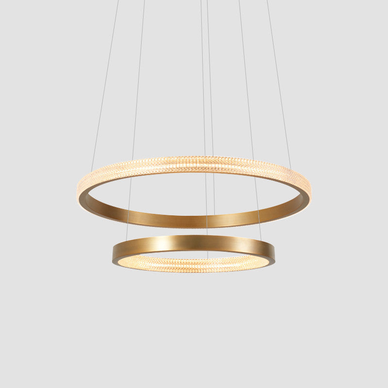 Aluminum 2/3 Tiered Hoop Pendant Light Postmodern Gold Finish LED Chandelier Lighting Clearhalo 'Ceiling Lights' 'Chandeliers' 'Modern Chandeliers' 'Modern' Lighting' 1970136