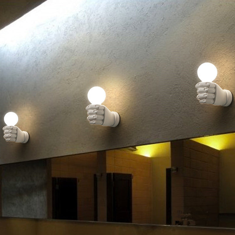 Fist Wall Sconce Art Deco Resin 1-Head White/Black Wall Mounted Light for Office White A Clearhalo 'Wall Lamps & Sconces' 'Wall Lights' Lighting' 1970332