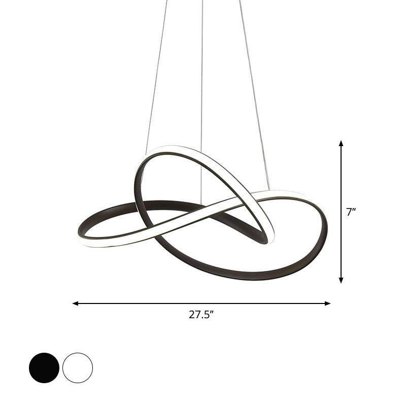 Cycle Pendant Light Fixture Simplicity Acrylic Black/White LED Chandelier in Warm/White Light, 19.5"/27.5" Width Clearhalo 'Ceiling Lights' 'Chandeliers' 'Modern Chandeliers' 'Modern' Lighting' 1970782