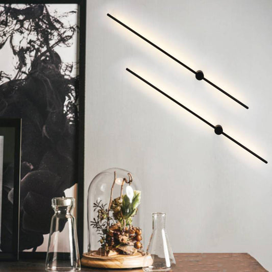 Black Slim Rod Sconce Lighting Minimalist 23.5"/31.5"/47" High LED Metal Wall Mounted Lamp for Bedroom Black 31.5" Clearhalo 'Cast Iron' 'Glass' 'Industrial' 'Modern wall lights' 'Modern' 'Tiffany' 'Traditional wall lights' 'Wall Lamps & Sconces' 'Wall Lights' Lighting' 1971427