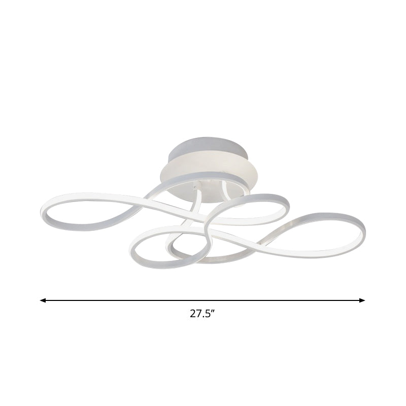 Curved Line Bedroom Ceiling Mount Lamp Aluminum 21"/27.5" Wide LED Simple Semi Flush Light in Gold, Warm/White Light Clearhalo 'Ceiling Lights' 'Close To Ceiling Lights' 'Close to ceiling' 'Semi-flushmount' Lighting' 1971474