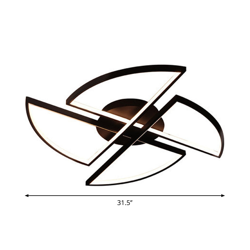 18"/25.5"/31.5" W Nordic Pinwheel Ceiling Light Acrylic Bedroom LED Semi Flush Mount in Black, Warm/White Light Clearhalo 'Ceiling Lights' 'Close To Ceiling Lights' 'Close to ceiling' 'Semi-flushmount' Lighting' 1971487